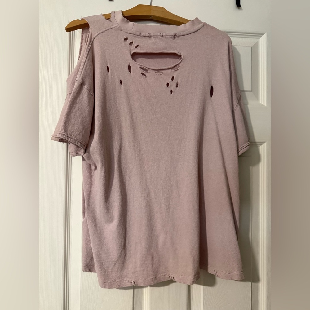 We The Free Rubi Lilac Distressed Short Sleeve Tee by Free People - Picture 2 of 4